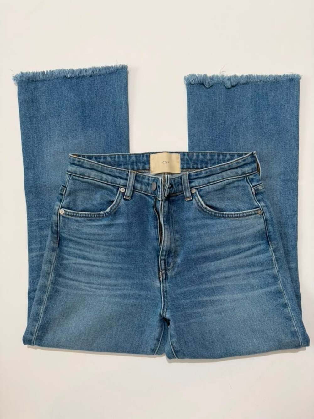 CQY High Rise Raw Hem Flare Jean Boot Pants Size 27